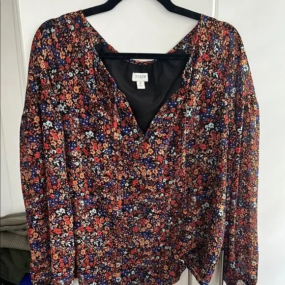 J. Crew Women's Floral V-Neck Top - Multicolor - Picture 1 of 4